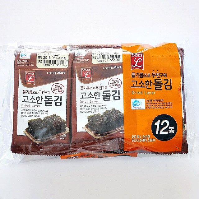 CHOICE L ロッテマート 韓国のり 韓国海苔 味付け海苔 Dried Laver 3g×12