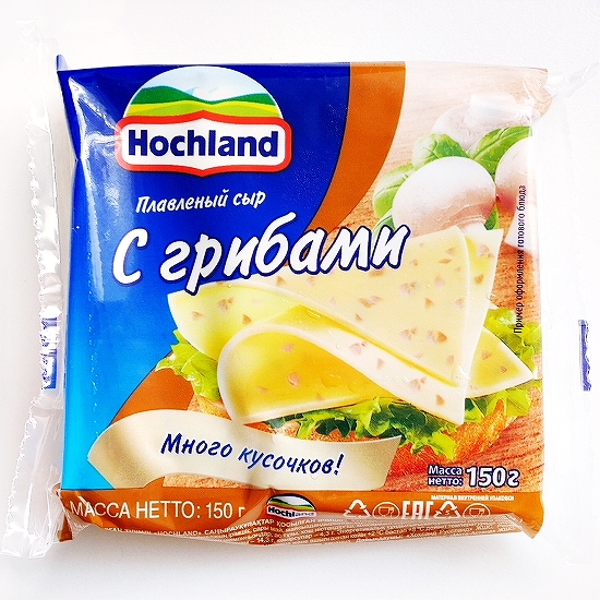 Hochland　クリームチーズ　きのこ入り　スライスチーズ　マッシュルーム　с грибами