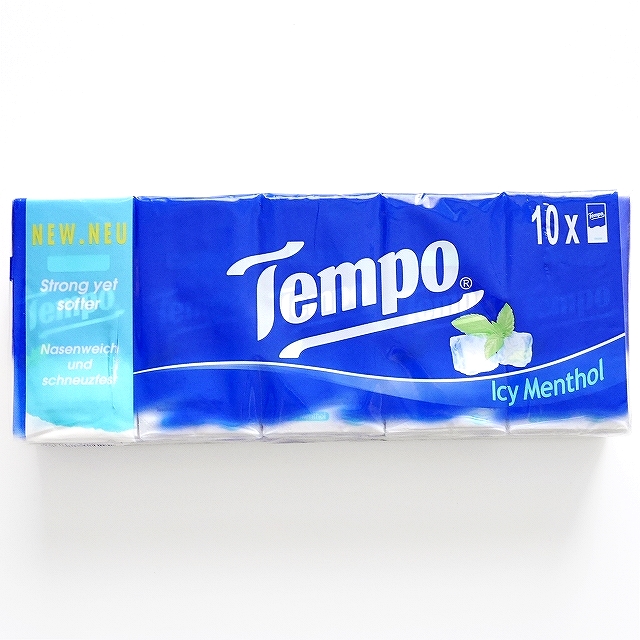Tempo Regular Icy Menthol　テンポティッシュ　レギュラー　アイシーメンソール　10個入り
