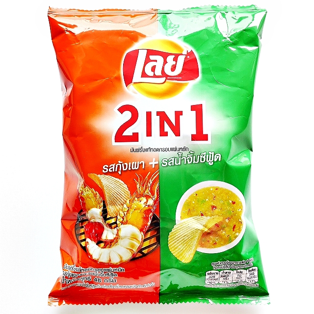 レイズ LAY'S ポテトチップス 2IN1 焼きエビとシーフードソース味 48g