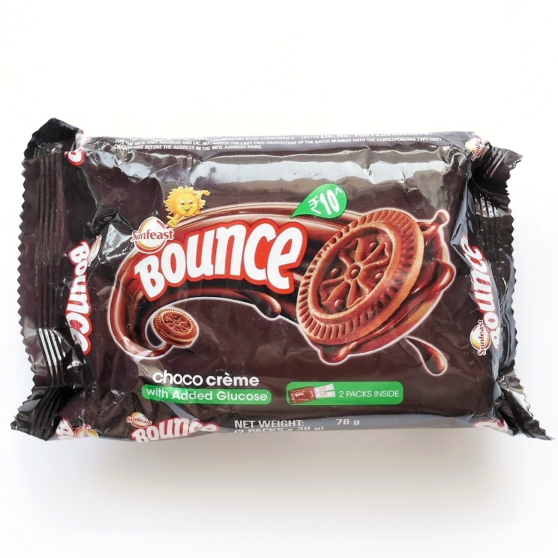 Sunfeast Bounce Biscuits　サンフィースト　バウンス　チョコクリームビスケット　78g