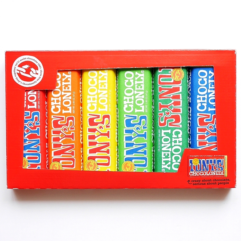 トニーズチョコロンリー　6本パック　Tony's Chocolonely Rainbow Tasting Pack