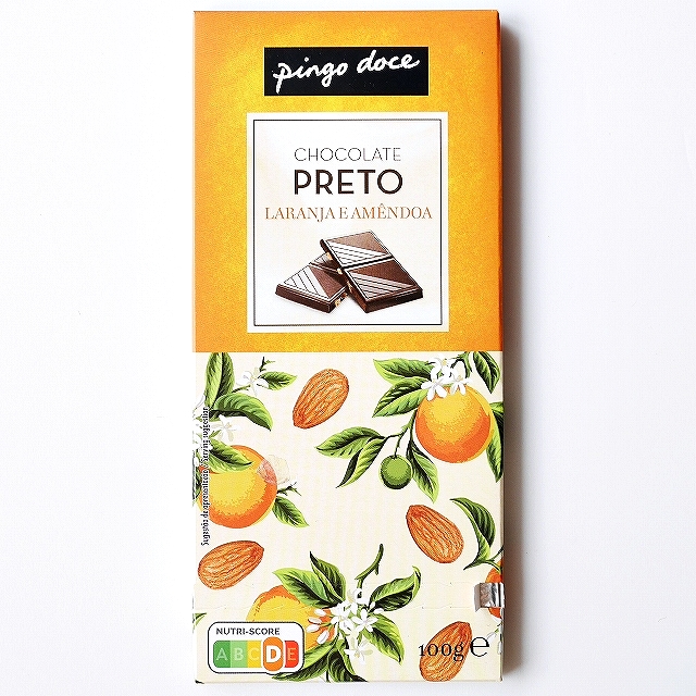pingo doce PRETO Laranja e Amêndoas　ダークチョコレート　オレンジとアーモンド入り