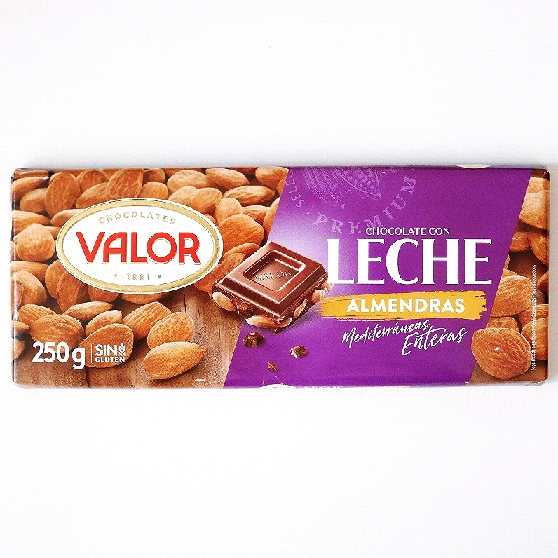 バロール　アーモンド入りミルクチョコレート　レチェ　VALOR LECHE ALMENDRAS