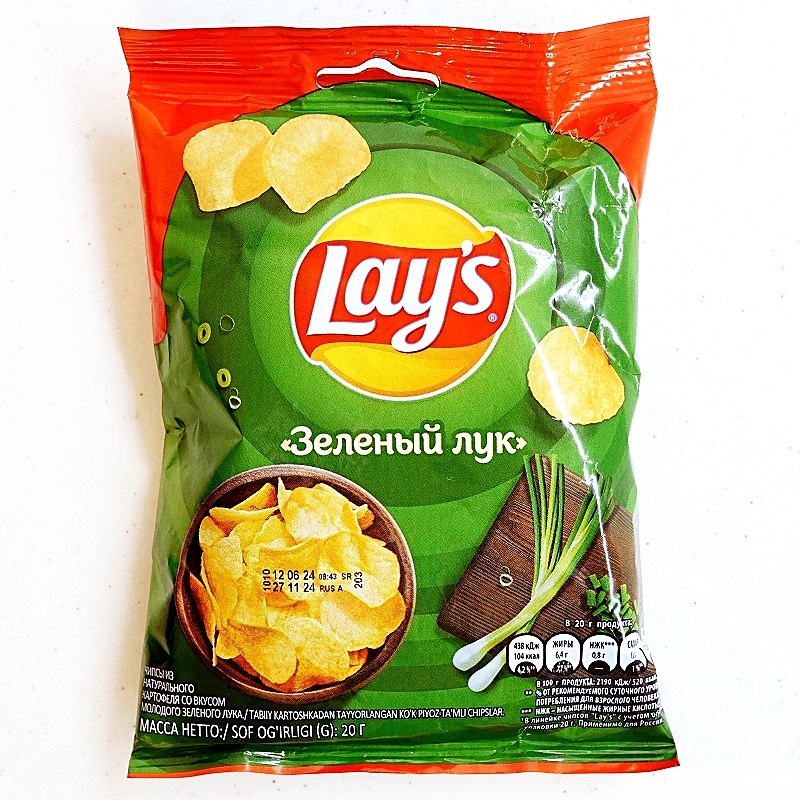 レイズ　Lay's　ポテトチップス　ネギ味　Зеленый Лук　20g