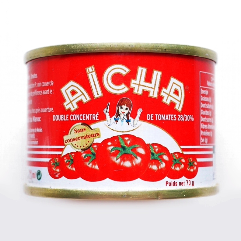 AICHA DOUBLE CONCENTRE DE TOMATES　アイシャ　２倍濃縮トマトペースト　70g　缶入り