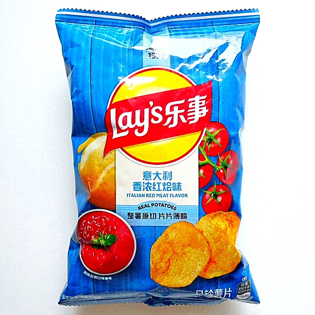 レイズ　ポテトチップス　Lay's乐事　イタリアンレッドミート味　意大利香浓紅烩味　40g