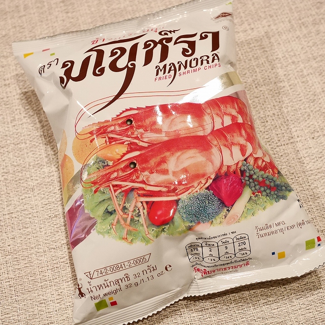 MANORA FRIED SHRIMP CHIPS　マノーラ　フライドシュリンプチップス　えびせん　32gの口コミ