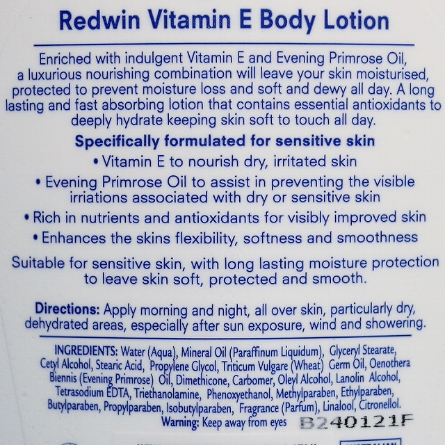 REDWIN vitamin E body lotion　ビタミンＥ　ボティローション　イブニングプリムローズオイル入りの口コミ