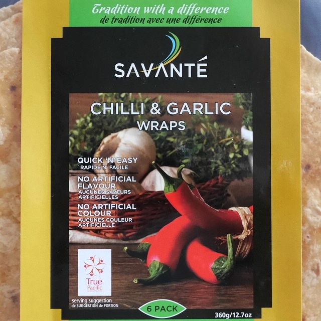 SAVANTE CHILLI & GARLIC WRAPS　サヴァンテ　チリ＆ガーリック　ラップ　トルティーヤ　６枚入りの口コミ