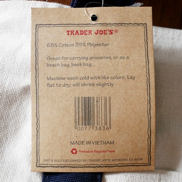 トレーダージョーズ　エコバッグ　トートバッグ　TRADER JOE'Sの口コミ