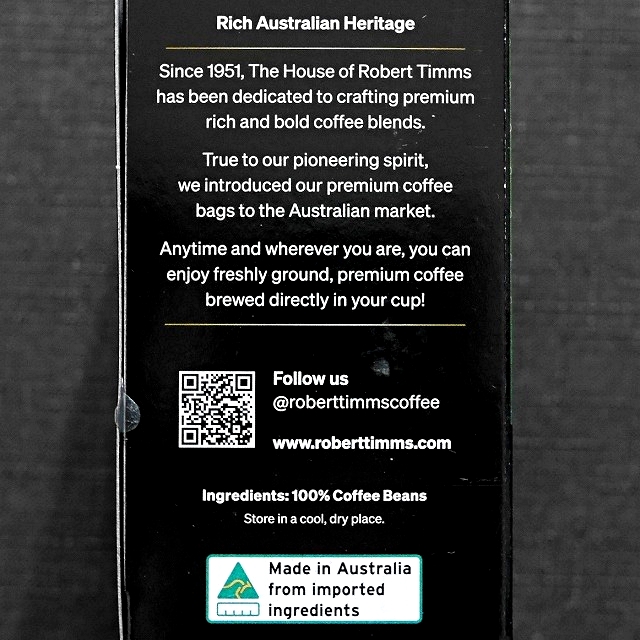 ロバートティムズ　コーヒーバッグ　イタリアンエスプレッソ　８袋入り　Robert Timms COFFEE BAGSの口コミ