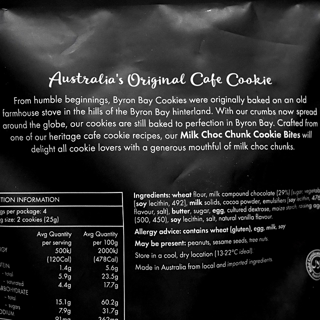 バイロンベイクッキー　ミルクチョコチャンク　Milk Choc Chunk Cookie Bitesの口コミ