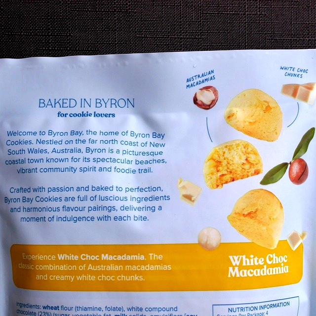 バイロンベイクッキー　ホワイトチョコマカダミア　BYRON BAY cookies WHITE CHOC 100gの口コミ